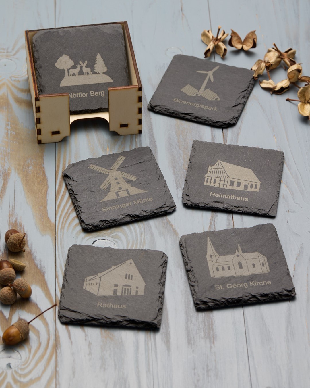 Produktbeispiel, Schieferuntersetzer "Saerbeck"