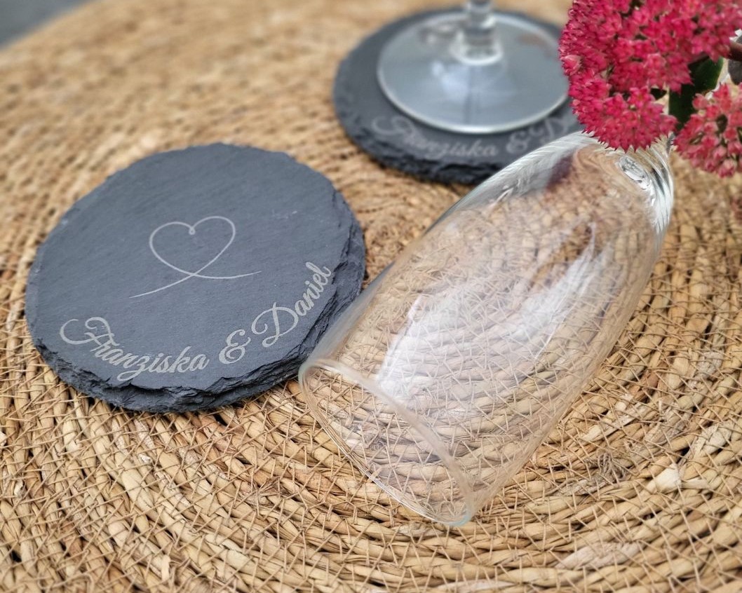 Produktbeispiel, Schieferuntersetzer Herz