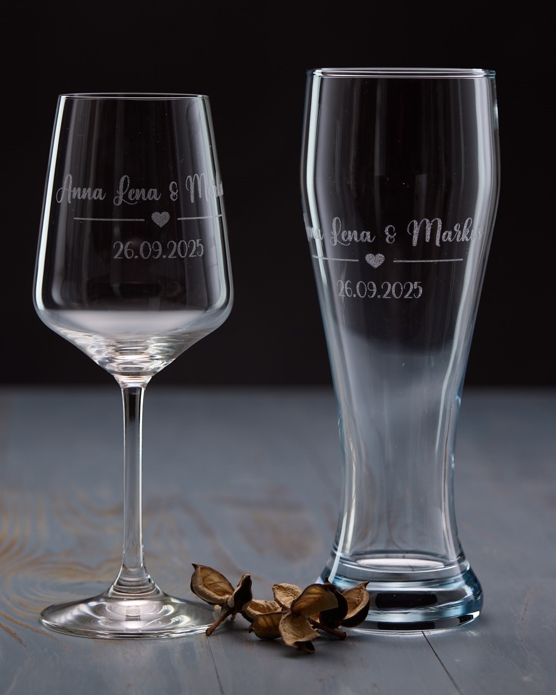 Produktbeispiel, Wein- und Weizenglas